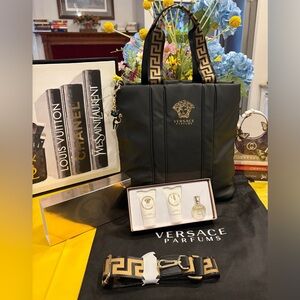 NEW VERSACE Parfums Black & Gold Tote Bag VERSACE Body Care